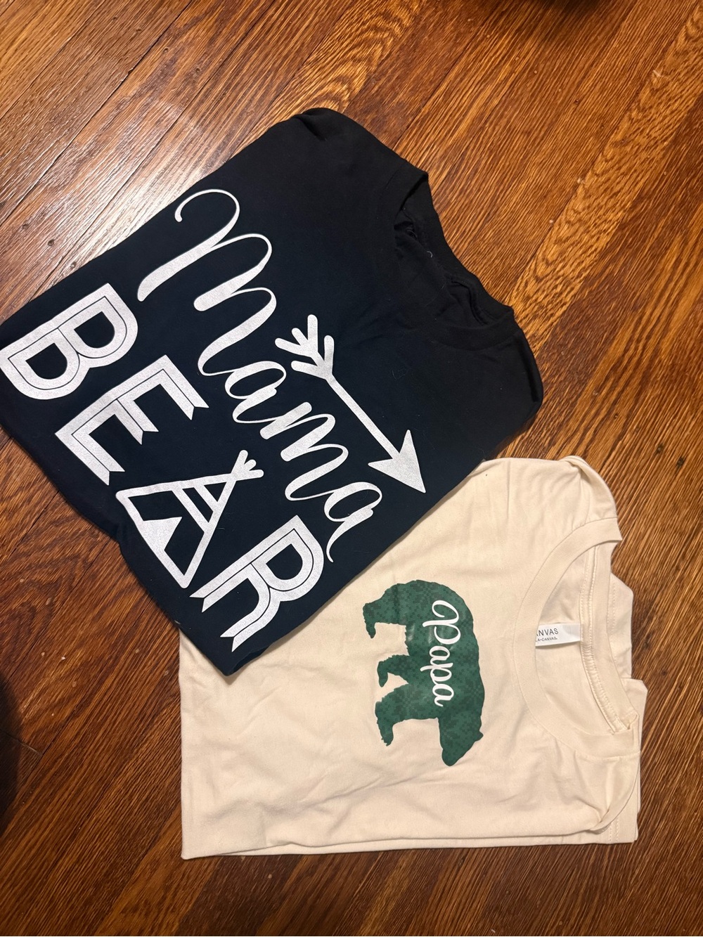 Mama Bear Black Graphic Tee & Beige Mama Bear Tee Set
